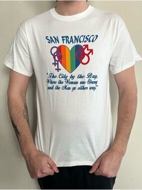 Vintage San Francisco Pride Shirt Mens Adult M White Hanes Heavyweight Tee USA